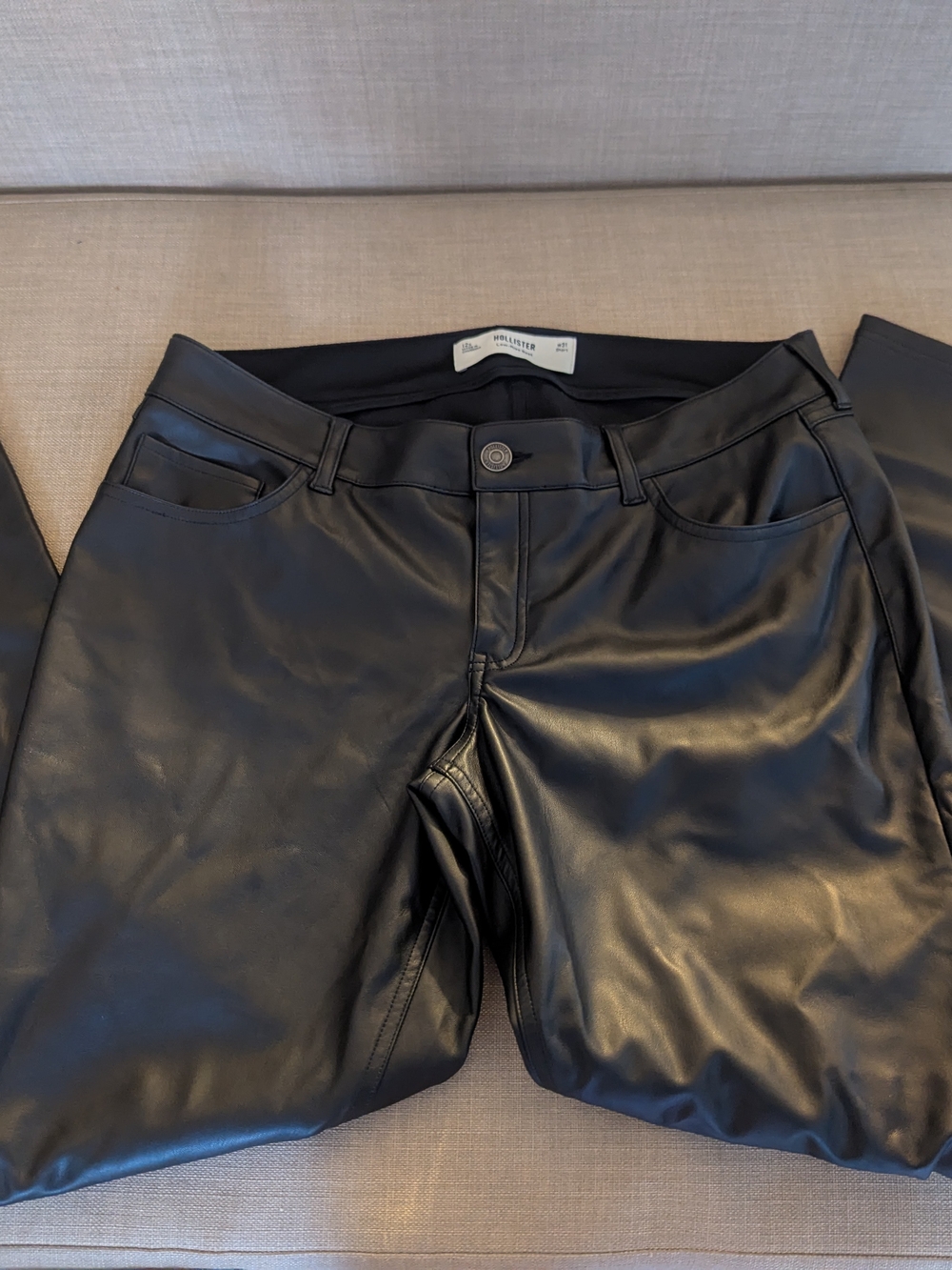 Hollister Women’s Black Faux Leather Low Rise Bootcut Jeans